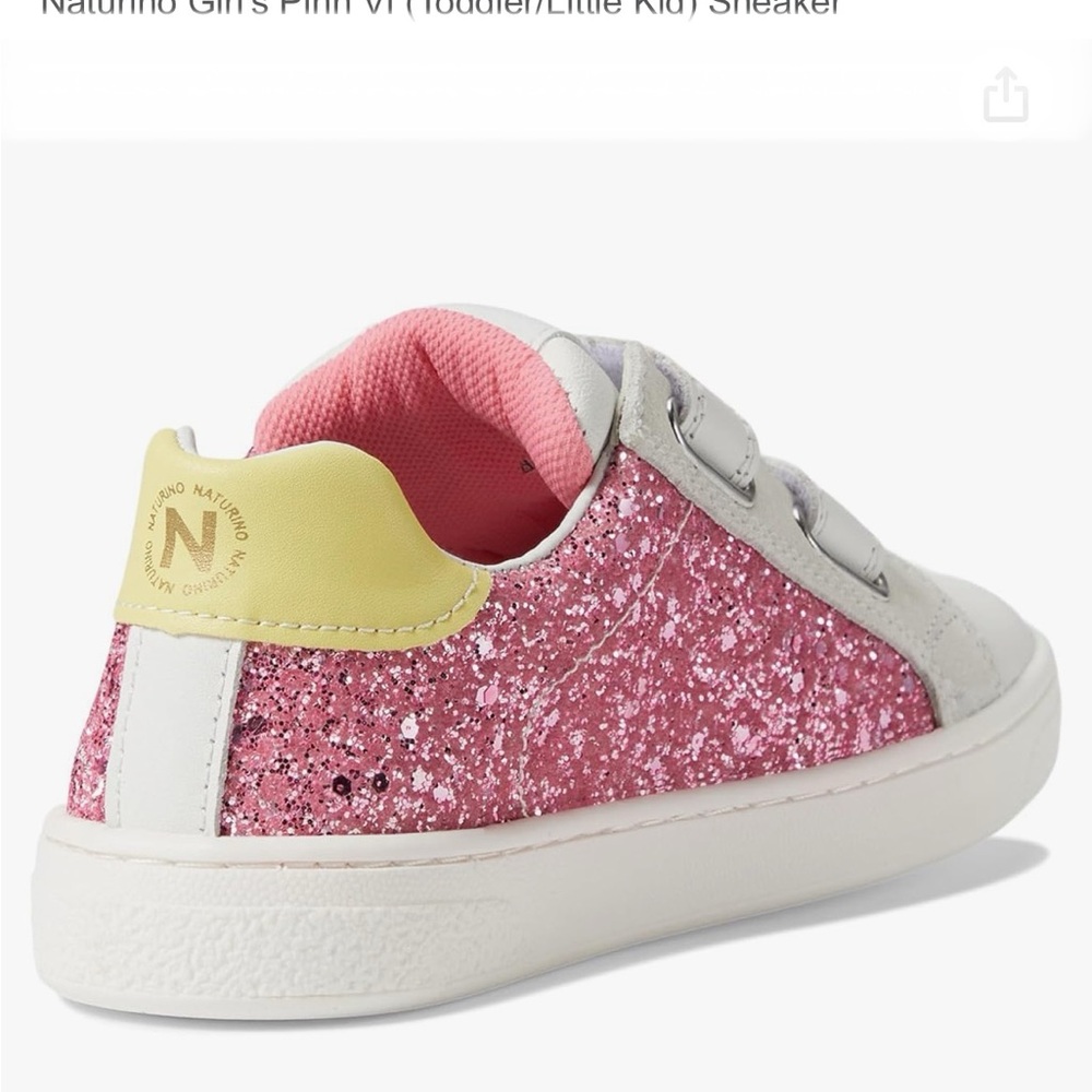 NWT Naturino Girl's Pinn Vl Sneaker in White/Fuchsia/Paglia - Picture 4 of 15